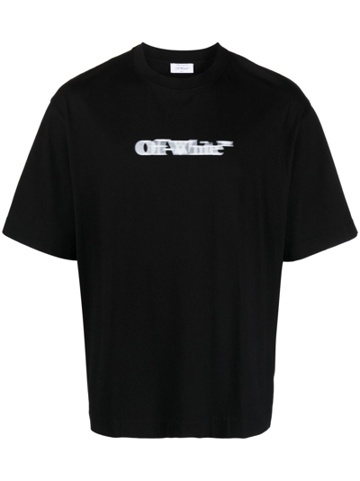 Shop Off-white Blurred Logo-print T-shirt In Black