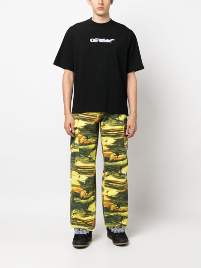 Off-white Blurred Logo-print T-shirt In Black