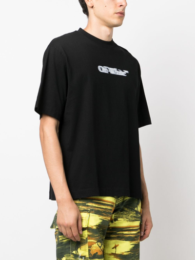 Off-white Blurred Logo-print T-shirt In Black