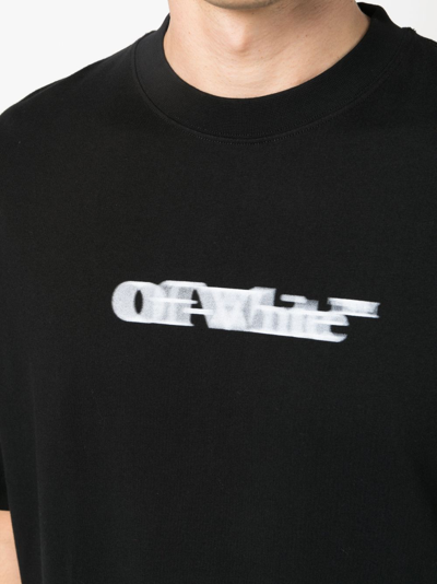 Shop Off-white Blurred Logo-print T-shirt In Black