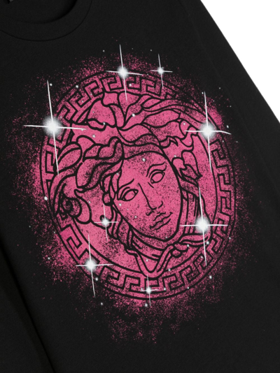 Shop Versace Medusa-head Print Long-sleeved T-shirt In Black