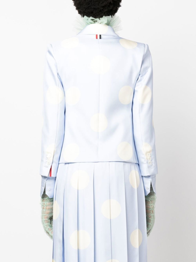 Thom Browne Light Blue Polka-dot Print Silk Blazer In Blue