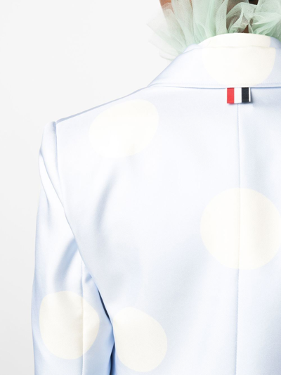 Thom Browne Light Blue Polka-dot Print Silk Blazer In Blue