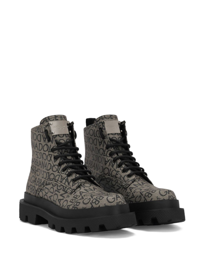 Shop Dolce & Gabbana Logo-jacquard Ankle Boots In 89875