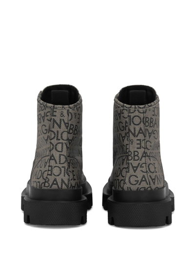 Dolce & Gabbana Dolce&gabbana Stivaletti Uomo Tessuto Marrone/nero In 89875