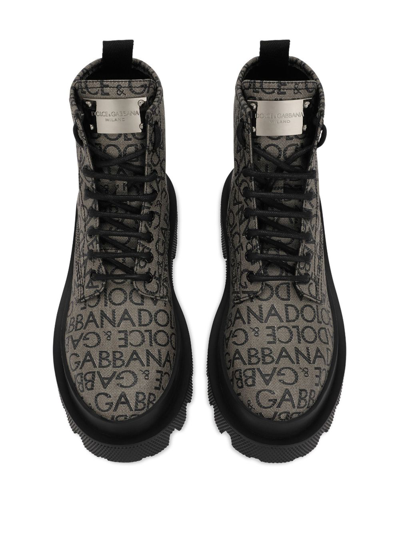 Dolce & Gabbana Dolce&gabbana Stivaletti Uomo Tessuto Marrone/nero In 89875
