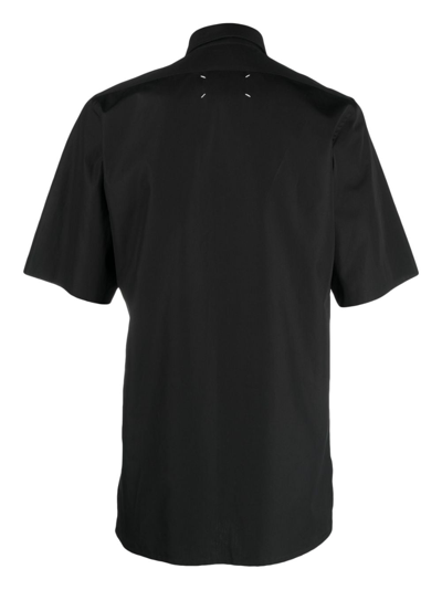 Shop Maison Margiela Four-stitch Short-sleeve Cotton Shirt In Black