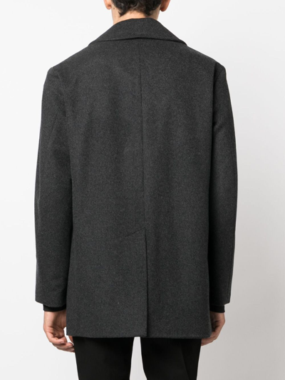 Shop Mackintosh Dalton Double-breasted Wool Peacoat In Grey
