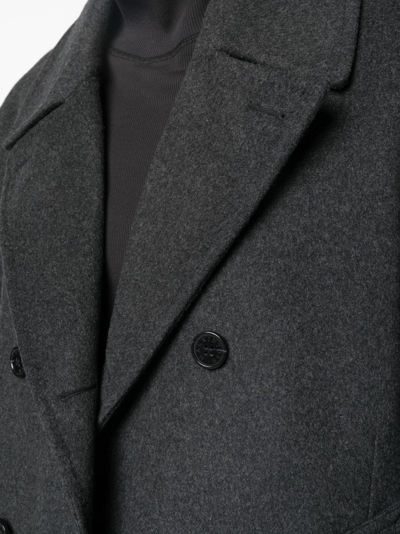 Shop Mackintosh Dalton Double-breasted Wool Peacoat In Grey
