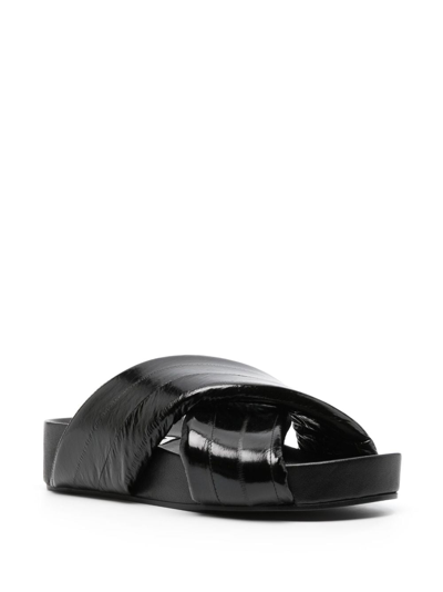 Jil Sander Crossover-strap Leather Sandals In Black
