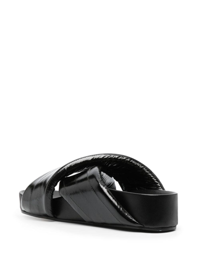 Shop Jil Sander Crossover-strap Leather Sandals In Black