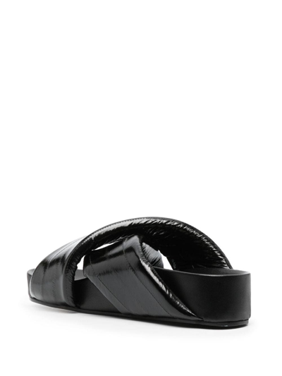 Jil Sander Crossover-strap Leather Sandals In Black