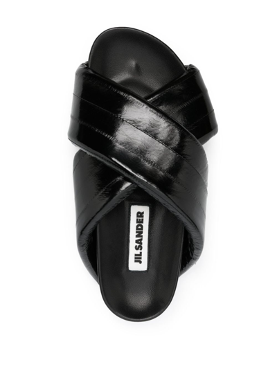 Jil Sander Crossover-strap Leather Sandals In Black