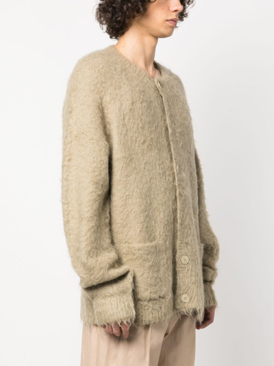 Shop Acne Studios Button-up Wool-mohair Cardigan In Neutrals