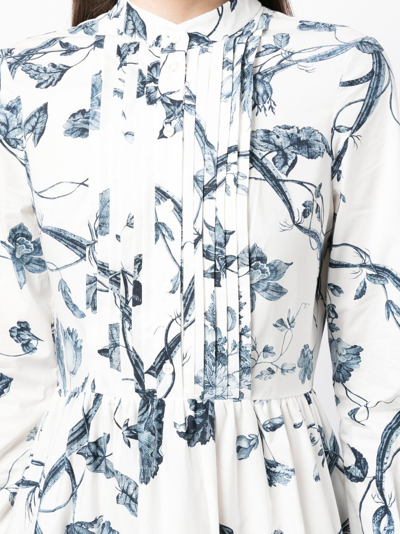 Shop Erdem Floral-print Cotton Dress In White