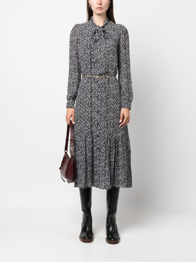 Michael Michael Kors Abstract-print Midi Shirt Dress In White