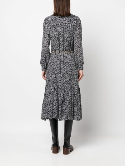 Michael Michael Kors Abstract-print Midi Shirt Dress In White