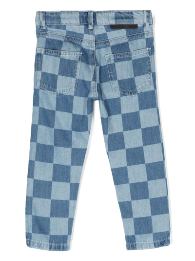 Shop Stella Mccartney Slim-cut Checked Trousers In Blue