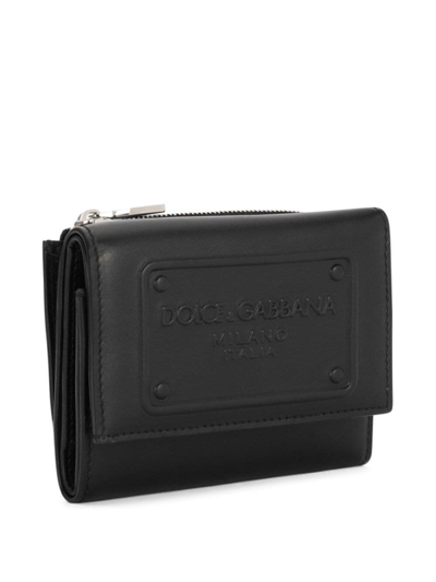 Shop Dolce & Gabbana Logo-embossed Leather Wallet In Black