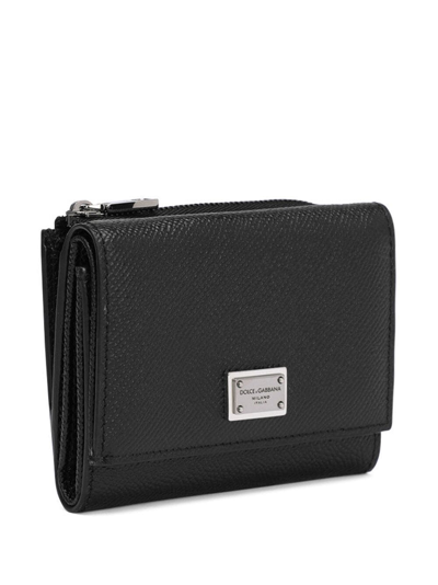 Dolce & Gabbana Logo-plaque Leather Wallet In Black