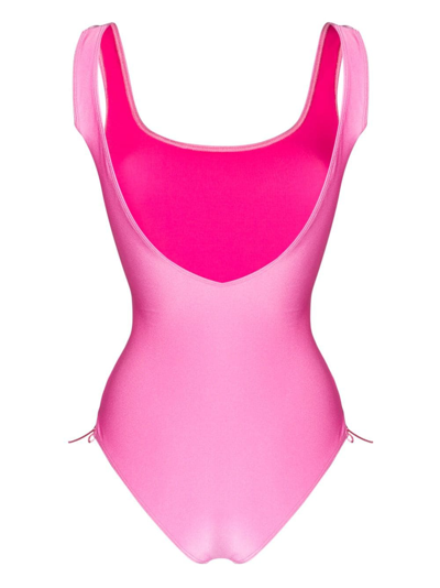 Shop Leslie Amon Scoop Back Stretch Swimsuit In Pink