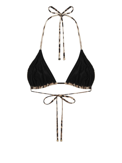 Dolce & Gabbana Triangle Bikini Top With Iconic Leopard Print In Neutrals