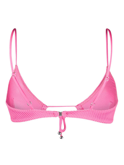 Shop Leslie Amon Perforated Bikini Top In Pink