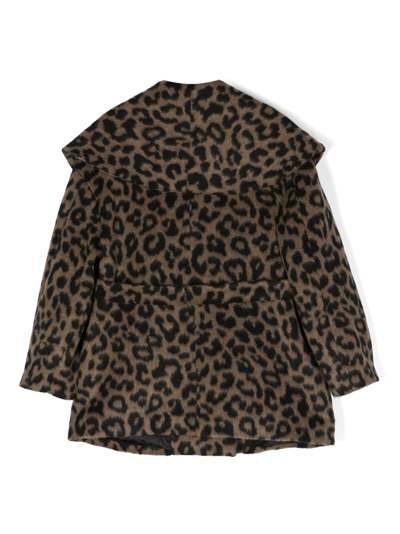 Shop Balmain Leopard-print Double-breasted Coat In Brown