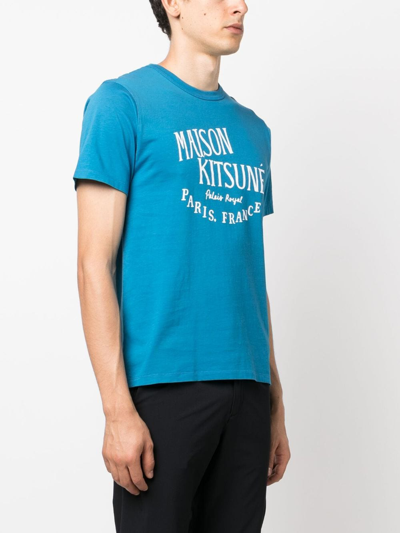 Maison Kitsuné Logo-print Cotton T-shirt In Blue