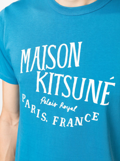Maison Kitsuné Logo-print Cotton T-shirt In Blue