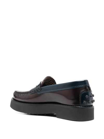 Shop Tod's Two-tone Leather Loafers In Red