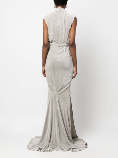 Shop Rick Owens Draped Velvet Maxi Dress In Neutrals