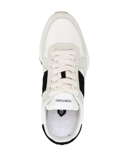 Shop Tom Ford Jagga Leather Low-top Sneakers In White