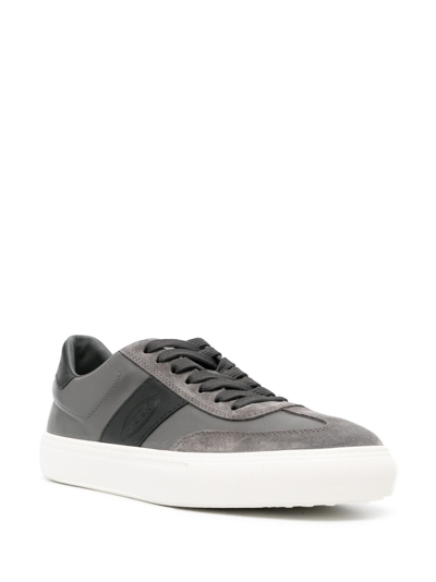 Shop Tod's Panelled Low-top Sneakers In Grey