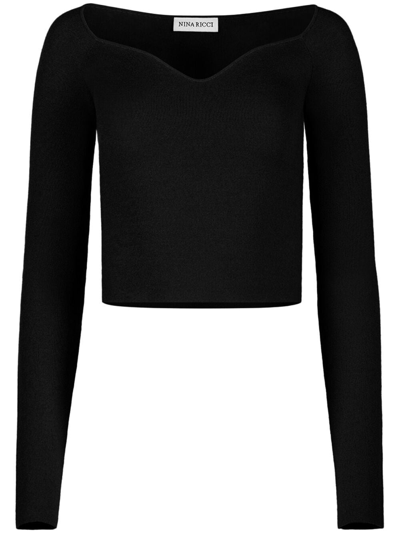 Shop Nina Ricci Sweetheart-neckline Knitted Top In Black