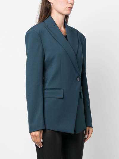 Shop Patrizia Pepe Peak-lapels Double-breasted Blazer In Blue