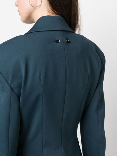 Shop Patrizia Pepe Peak-lapels Double-breasted Blazer In Blue