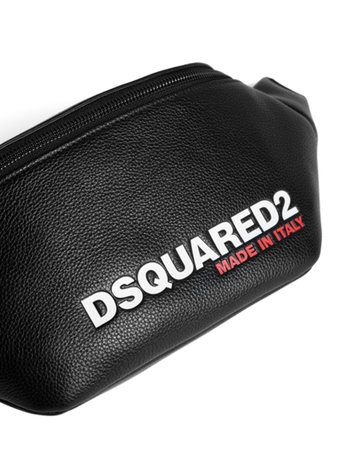 Dsquared2 Logo-print Leather Belt Bag In Black