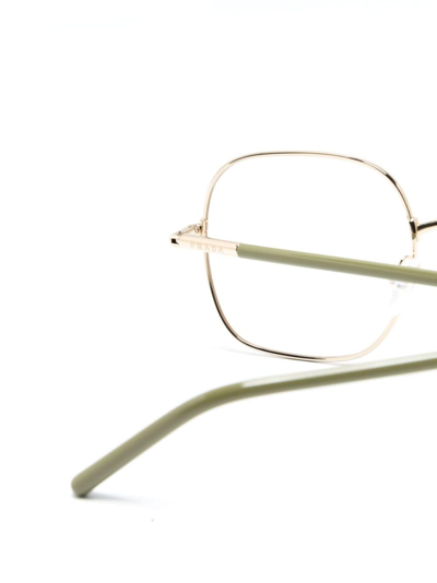 Prada Square Frame Glasses In Gold