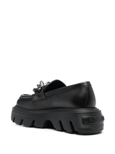 Shop Casadei Generation C Leather Loafers In Black