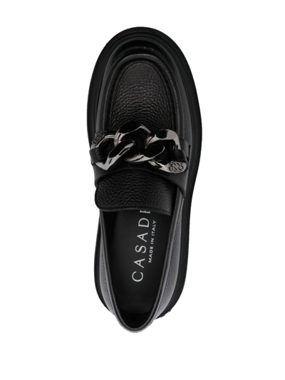 Shop Casadei Generation C Leather Loafers In Black