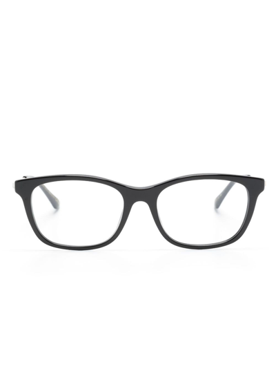 Shop Jimmy Choo Crystal-embellished Rectangle-frame Glasses In Black