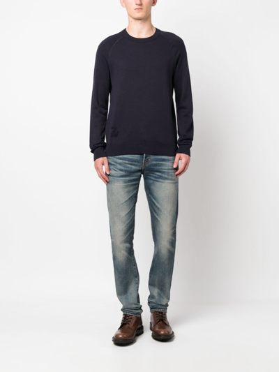 Zadig & Voltaire Thomaso Logo-intarsia Knitted Jumper In Blue