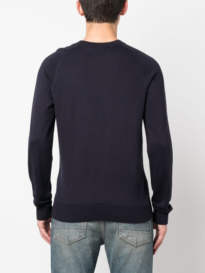 Shop Zadig & Voltaire Thomaso Logo-intarsia Knitted Jumper In Blue