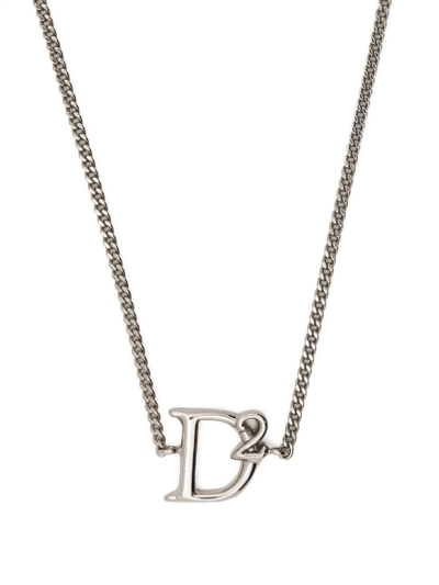 Shop Dsquared2 Monogram-charm Pendant Necklace In Silver