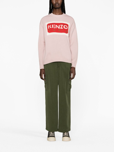 Kenzo Paris Logo-intarsia Jumper In Pink