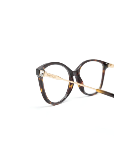 Shop Jimmy Choo Crystal-embellished Cat-eye Frame Glasses In Brown