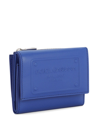 Shop Dolce & Gabbana Logo-embossed Leather Wallet In Blue
