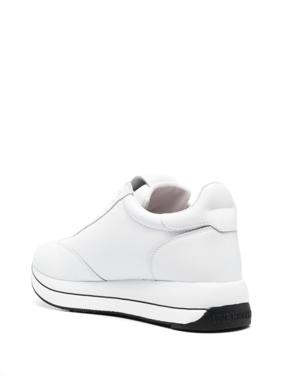 Shop Love Moschino Logo-plaque Low-top Sneakers In White