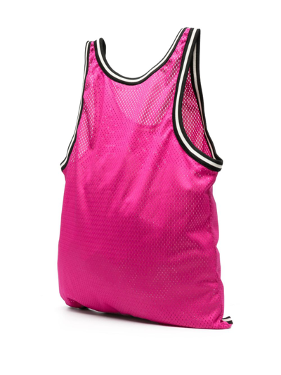 Shop Marni Logo-print Perforated Tote Bag In Pink